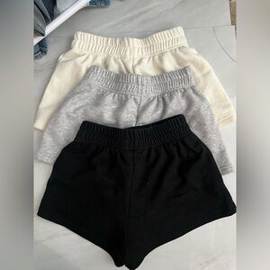 Shein 3 pairs of shorts in cream, grey and black